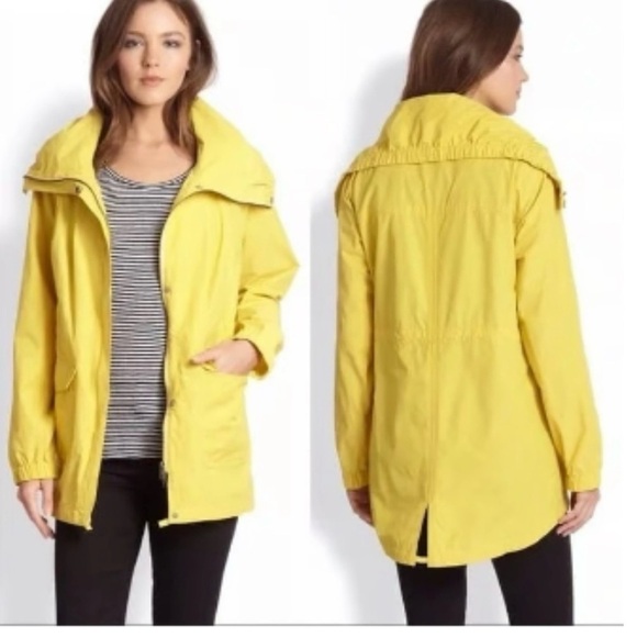 Eileen Fisher Anorak Rain Jacket Women’s SP Yellow Double Zipper Pockets - Picture 4 of 15